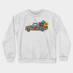 Puzzle Truck Car Autism Awareness Gift for Birthday, Mother's Day, Thanksgiving, Christmas Crewneck Sweatshirt